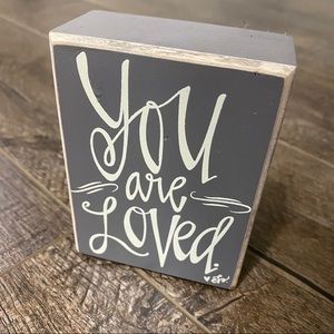 You Are Loved Small Wooden Tabletop Shelf Block Encouraging Words Home Decor